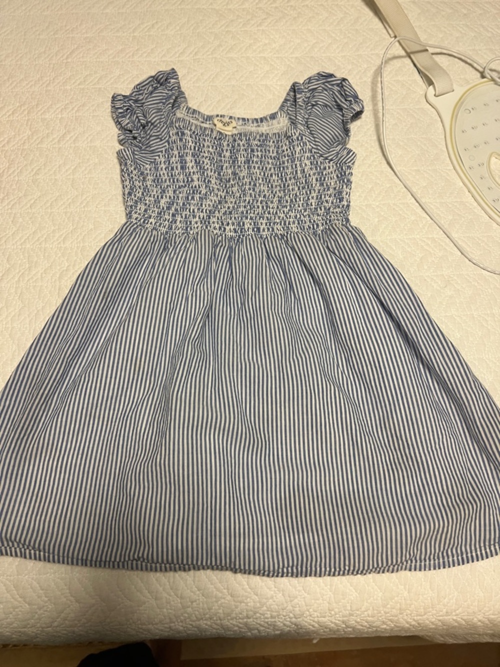Crewcuts Blue and White Stripe Smocked Sundress